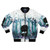Watercolor monster-themed bomber jacket with nature and book design elements