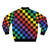 Checkered rainbow pattern bomber jacket with colorful abstract design - Back