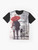 November Rain graphic t-shirt featuring a stylish design with rain, leaves, and city skyline - Flat lay