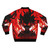 A bomber jacket featuring a fiery demon character from an anime-inspired design with Brazilian phonk music influences. - Back