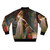 The Accolade Medieval Knight Bomber Jacket featuring a kneeling knight in armor and sword, inspired by the artwork of Edmund Blair Leighton. - Back