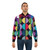 Geometric moon pattern bomber jacket with colorful shapes and textures - Lifestyle