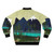 A bomber jacket with a nature-inspired design featuring deer, trees, and a calm river landscape. - Back