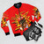 Captain Chaos Superhero Bomber Jacket - Iconic '70s and '80s Comedy Memorabilia - Flat lay