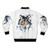 Watercolor wolf design on a bomber jacket with abstract realism style - Back