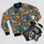 Boho sloths floral bomber jacket - Flat lay