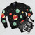 Holiday Space Bomber Jacket with Vintage Planets and Stars Design - Flat lay