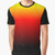 Ombre sunset gradient graphic design on a black t-shirt