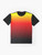 Ombre sunset gradient graphic design on a black t-shirt - Flat lay