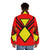 Jessica Drew Spider Woman wearing a puffer jacket with spider emblem - men back