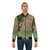A nature landscape-inspired bomber jacket featuring mountain, lake, and river scenery in shades of pink and blue. - Lifestyle