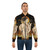 ARTEMIS Bomber Jacket featuring a powerful goddess-inspired design with golden filigree, deer, stars, and archery elements. - Lifestyle