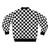 A modern, minimalist black and white checkerboard pattern bomber jacket - Back