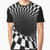 Black and white optical illusion checkerboard pattern graphic t-shirt