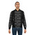 Bomber jacket featuring a black and white guitar fretboard design, perfect for music lovers and guitarists. - Lifestyle