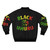 Black Uhuru Jamaican Lion Bomber Jacket with Jamaica Flag Design - Back