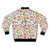 Watercolor floral and fungus pattern on a women's bomber jacket - Back