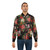 A colorful and quirky bomber jacket featuring a repeating floral pattern with opossums, or possums, in a fun, meme-inspired design. - Lifestyle
