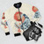 Stylish "Spirit Animal" Cat Bomber Jacket with Ukiyo-e Inspired Artwork - Flat lay