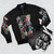 League of Villains Anime Bomber Jacket with Villain Design - Flat lay