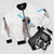 Adorable pug wearing a bomber jacket with a lightsaber design - Flat lay