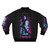 12 Monkeys movie-inspired bomber jacket featuring a bold design and distressed look - Back