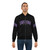 Emerson College Font Curved Bomber Jacket in black and purple - Lifestyle