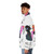 A stylish puffer jacket featuring a bird and feather design - men side left
