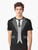 Black t-shirt with a graphic design featuring a suit, tie, and vest for formal and casual wear - Men