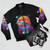 Rad Shark Bomber Jacket with Cyberpunk and Neon Design - Flat lay