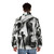 Jazz Quartet Charcoal Abstract Puffer Jacket for Music Lovers - men back