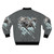 Grey bomber jacket with a swordswolf design, inspired by the Dark Souls video game - Back