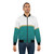Fashionable urban bomber jacket with abstract teal and gold design - Lifestyle