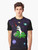 A graphic t-shirt featuring a cute unicorn riding a triceratops in a colorful outer space scene with planets, stars, and a galaxy. - Men