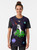 A graphic t-shirt featuring a cute unicorn riding a triceratops in a colorful outer space scene with planets, stars, and a galaxy. - Women