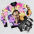 A stylish bomber jacket featuring a Nic Cage and My Little Pony fanart design. - Flat lay