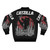 Catzilla vintage bomber jacket featuring a playful cat design in a Japanese monster movie parody style. - Back
