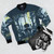 Azure Moon Bomber Jacket featuring characters from the Fire Emblem Three Houses video game - Flat lay