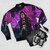 A model wearing a stylish purple bomber jacket - Flat lay