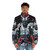 Japanese Samurai Demon Puffer Jacket with Katana Sword Design - men front