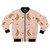 French Canadian-inspired women's bomber jacket in pink pattern