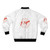 Cool red and white bomber jacket with a hexagon stop sign graphic design - Back