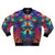 Psychedelic art bomber jacket with cosmic consciousness design