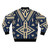 Colorful mud cloth bomber jacket featuring a traditional bogolanfini pattern, a unique piece of African textile art - Back