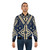 Colorful mud cloth bomber jacket featuring a traditional bogolanfini pattern, a unique piece of African textile art - Lifestyle