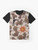 Graphic t-shirt design featuring a Watership Down-inspired pattern with rabbits, Lord Frith, and natural elements. - Flat lay