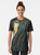 A metallic jellyfish graphic design on a blue t-shirt, featuring shimmering copper, gold, and bronze tones. - Women