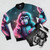 Cute and adorable gorilla printed on a bomber jacket - Flat lay