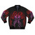 A bomber jacket featuring a mind flayer design, inspired by the Dungeons and Dragons universe.