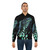 Iguana bomber jacket with a design of colorful soap bubbles and lizard-inspired patterns. - Lifestyle